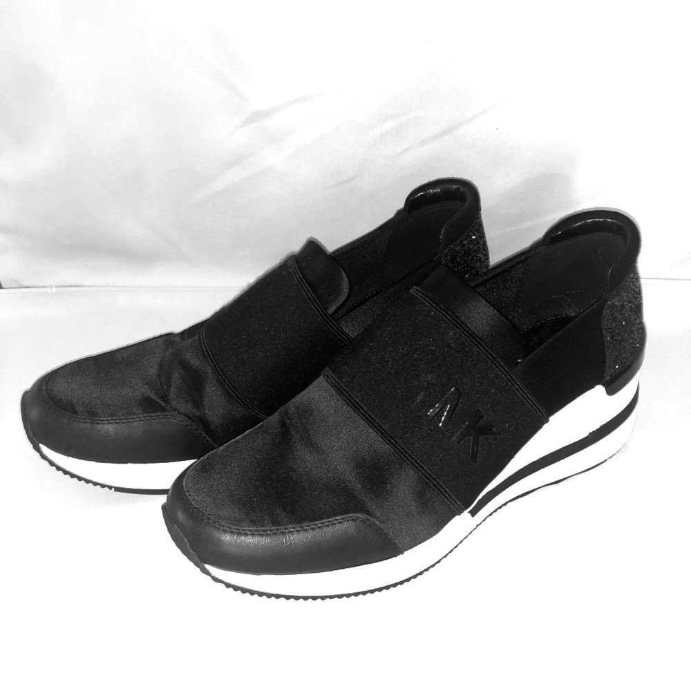 Micheal kors black glitter wedge slip on sneaker